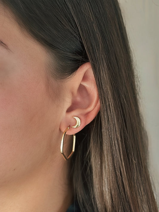 Luna - 9ct Moon Studs