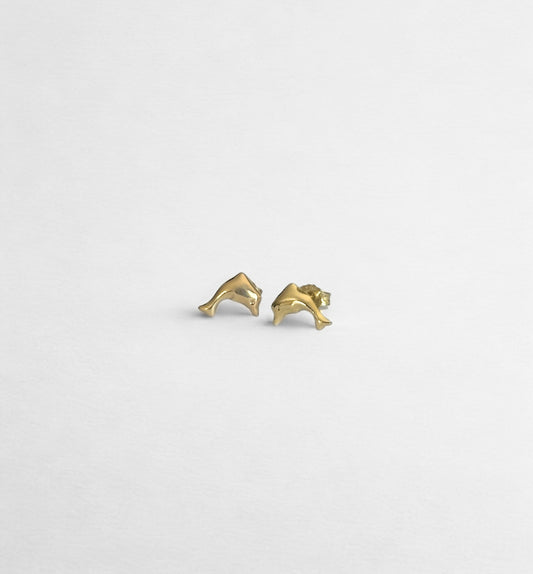 Golden Wave - 9ct Dolphin Studs