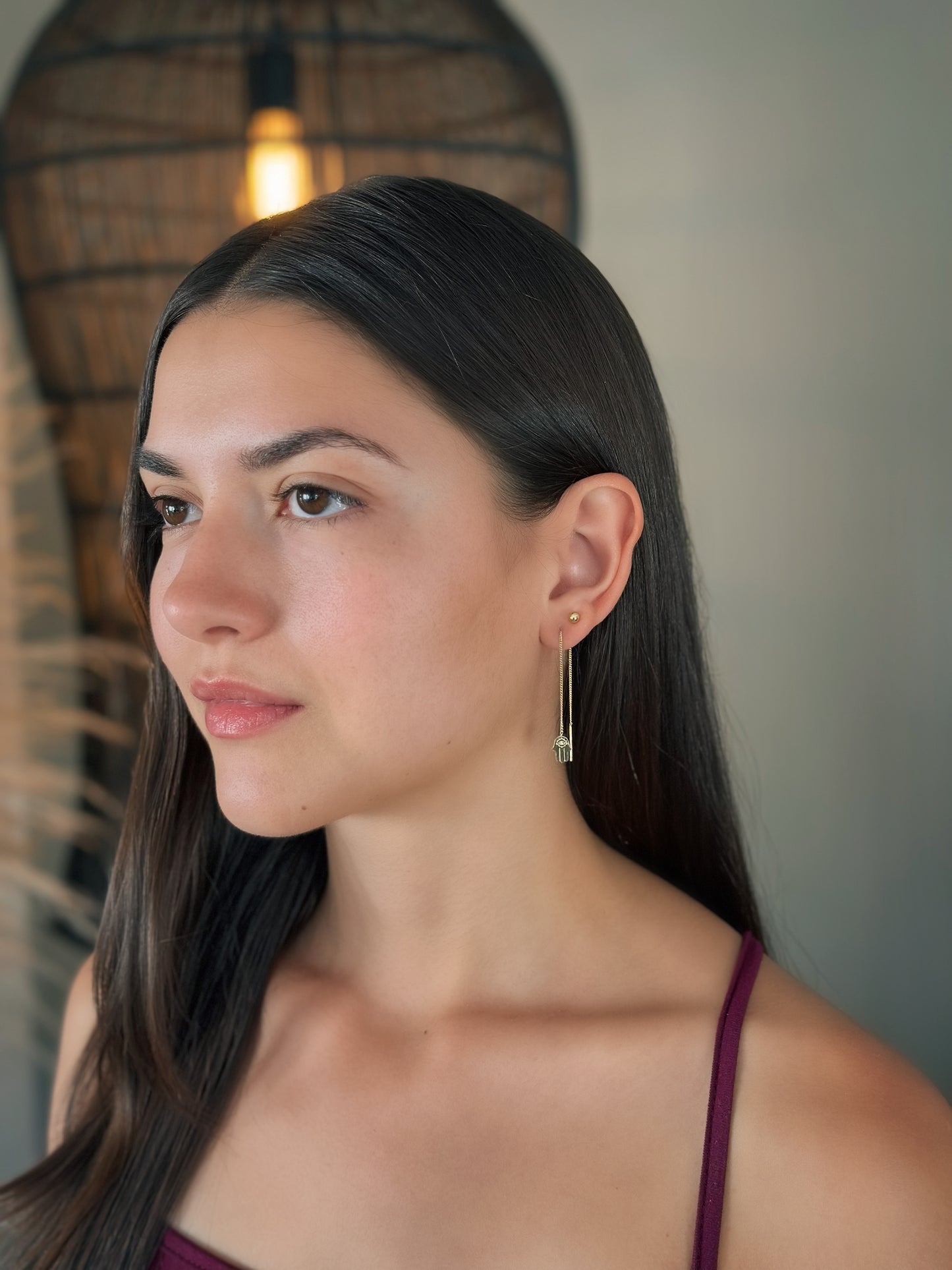 Ava - Hamsa Pull-Through Earrings