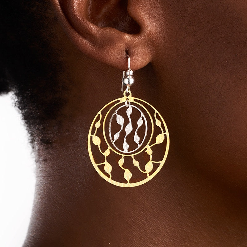 REINA - 2 tone Filigree Earrings